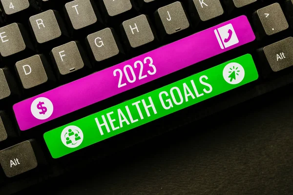 Tekenen Weergeven 2023 Gezondheidsdoelstellingen Woord Geschreven Viering Van Het Begin — Stockfoto