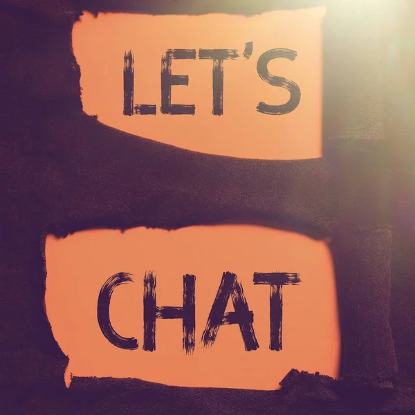Segno Scrittura Mano Lets Chat Concetto Significa Invitare Persona Conversare — Foto Stock