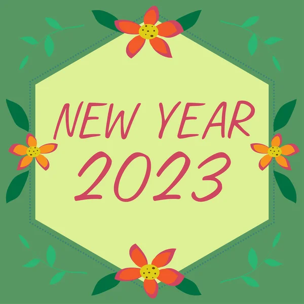 Подпись Концепцией New Year 2023 Business Approach Greeting Celebrating Holiday — стоковое фото