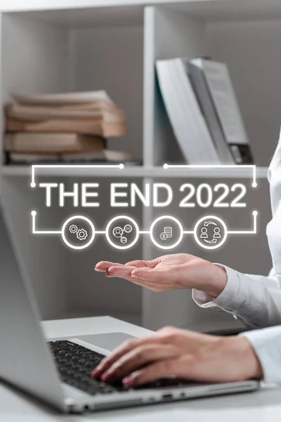Kézírás Jel Vég 2022 Üzleti Megközelítés Boldog Évet Utolsó Napjait — Stock Fotó