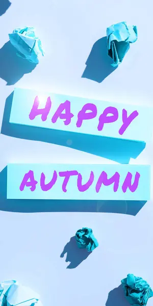 Znak Tekstowy Pokazujący Happy Autumn Business Approach Annual Special Milestone — Zdjęcie stockowe
