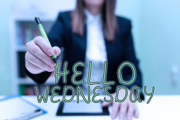 Hello Wednesday Conceptual Photo Hump Day Working Week Calendar 스트리트 — 스톡 사진