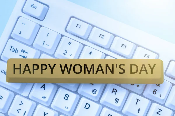 Escribiendo Mostrando Texto Feliz Día Mujer Concepto Negocios Para Conmemorar —  Fotos de Stock