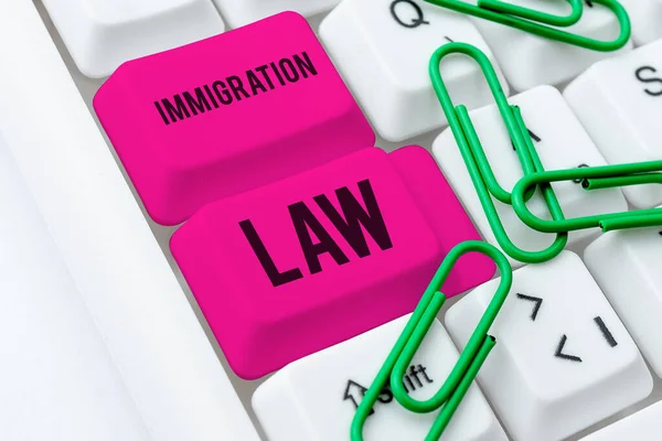 stock image Text caption presenting Immigration Law, Business overview national statutes and legal precedents governing immigration