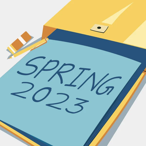 Ручной Знак Spring 2023 Business Showcase Time Year Flowers Rise — стоковое фото