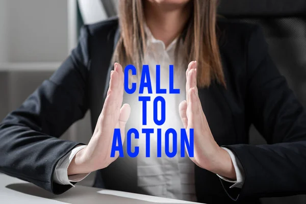 Texto Que Mostra Inspiração Call Action Word Encourage Decision Move — Fotografia de Stock