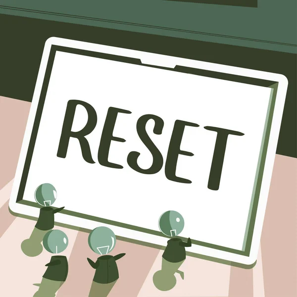 Inspiráció Jel Megjelenítése Reset Concept Jelentése Eszköz Visszatérése Gyári Üzemmódba — Stock Fotó