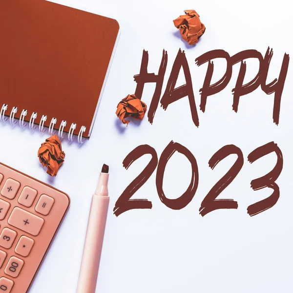 Rukopisný Text Happy 2023 Obchodní Přehled Oslava Začátku Kalendářního Roku — Stock fotografie