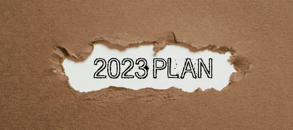 Inspiration Montrant Signe 2023 Plan Idée Entreprise Établissant Vos Objectifs — Photo