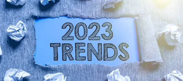 Handschrift Text 2023 Trends Geschäftsidee Dinge Die Laufenden Jahr Für — Stockfoto