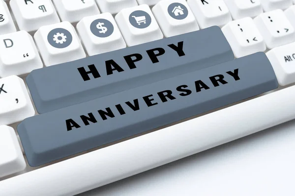 Wyświetlacz Koncepcyjny Happy Anniversary Business Approach Annual Special Milestone Upmemoration — Zdjęcie stockowe