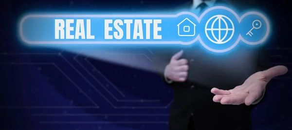 Text Showing Inspiration Real Estate Concept Meaning Property Consisting Land — Stock Photo, Image