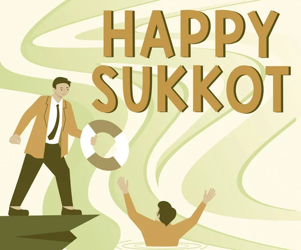 Legenda Texto Apresentando Happy Sukkot Internet Concept Irlanda Celebração Verde — Fotografia de Stock