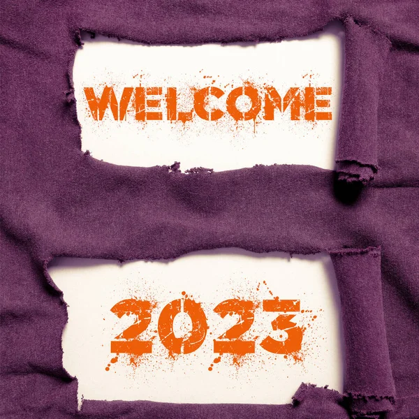 Inspiráló Szöveg Üdvözöljük 2023 Üzleti Megközelítés Újévi Ünnepi Motiváció Cheers — Stock Fotó