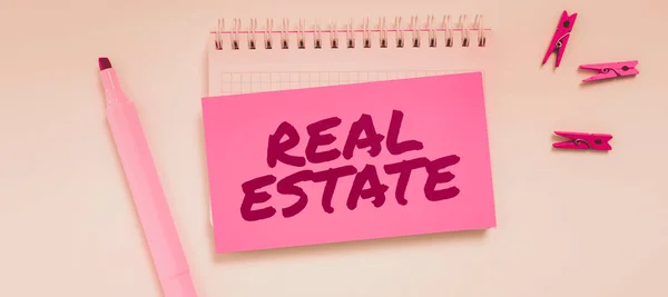 Text Zobrazující Inspiraci Real Estate Internet Koncept Nemovitosti Skládající Pozemků — Stock fotografie