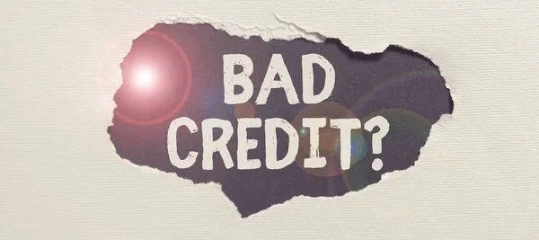 Ручна Табличка Поганий Кредит Вітрина Пропонує Допомогу Після Йде Кредит — стокове фото