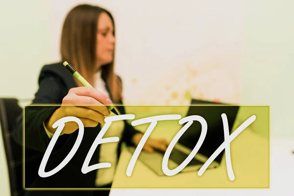 Señal Mostrando Detox Concepto Negocio Momento Para Dieta Salud Nutricional — Foto de Stock