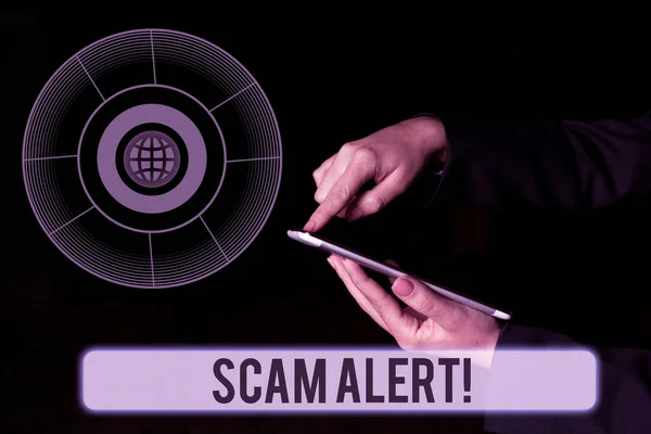 Testo Che Mostra Ispirazione Scam Alert Internet Concept Avvisare Qualcuno — Foto Stock