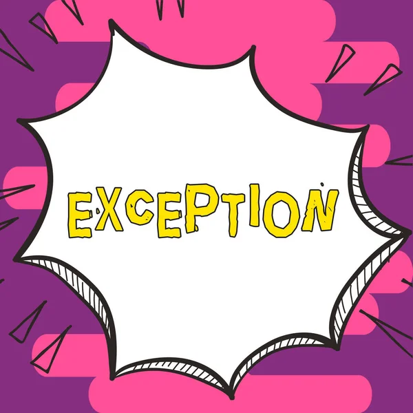 텍스트 Exception 표시하는 개념은 일반적 진술이나 규칙에서 제외되는 물건을 — 스톡 사진
