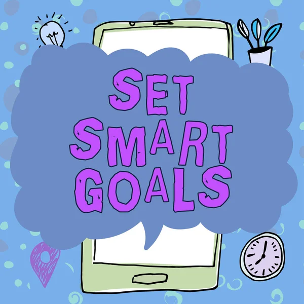 Scrivere Testi Set Smart Goals Word Scritto Stabilire Obiettivi Raggiungibili — Foto Stock