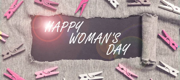Текст Почерка Happy Womans Day Word Commemorate Essence Every Lady — стоковое фото