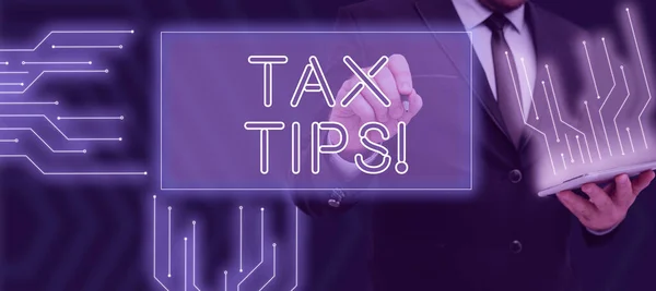 Tax Tips Word Written Help Ideas Etax Increase Earnings Reduction — 스톡 사진