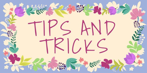 Conceptual caption Tips And Tricks, Business overview helpful advices that makes certain action easier to do