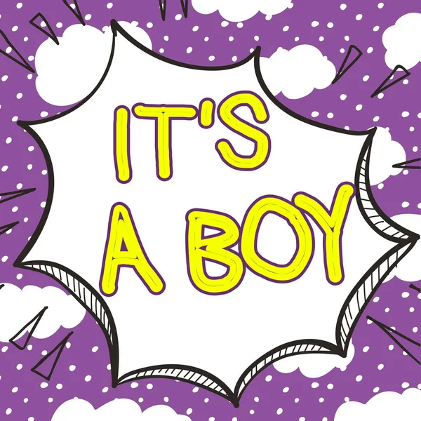 Escrevendo Exibindo Texto Boy Palavra Escrito Esperando Bebê Masculino Bonito — Fotografia de Stock
