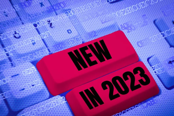 Writing Displaying Text New 2023 Business Concept List Fresh Things — Stock Photo, Image