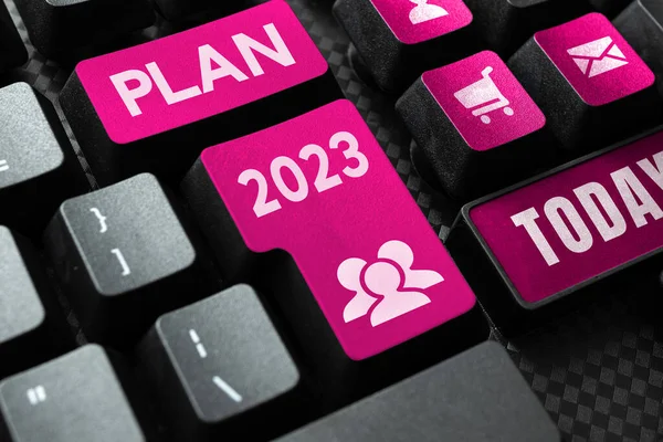 Skylt Med Plan 2023 Business Showcase Detaljerat Förslag För Att — Stockfoto