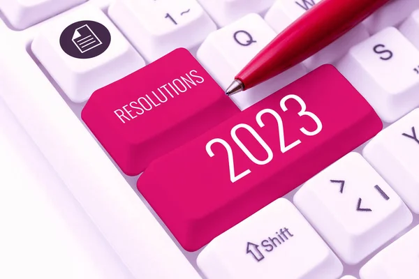 Texto Que Muestra Inspiración Resoluciones 2023 Visión General Negocios Lista —  Fotos de Stock