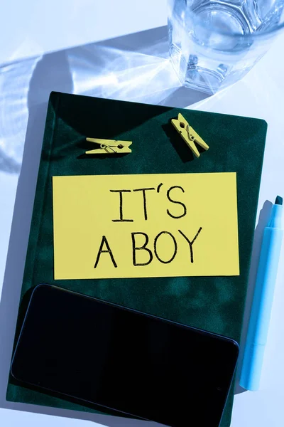 Szöveges Bemutató Inspiráció Boy Üzleti Ötlet Várható Egy Férfi Baba — Stock Fotó