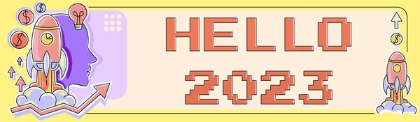 Inspiracja Pokazująca Znak Hello 2023 Conceptual Photo Celebration Beginning Calendar — Zdjęcie stockowe