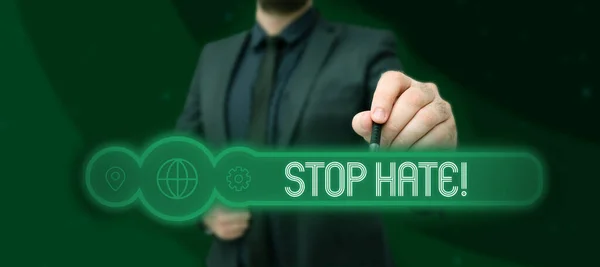 Testo Calligrafico Stop Hate Internet Concept Prevenire Pressione Aggressiva Intimidazione — Foto Stock