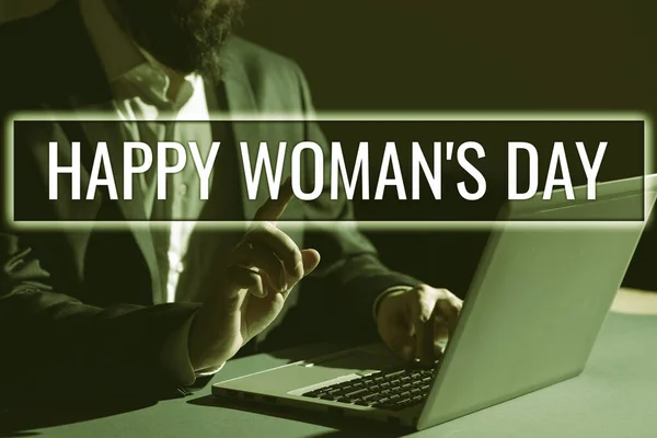 Inspiration Zeigt Zeichen Happy Womans Day Konzept Das Die Essenz — Stockfoto