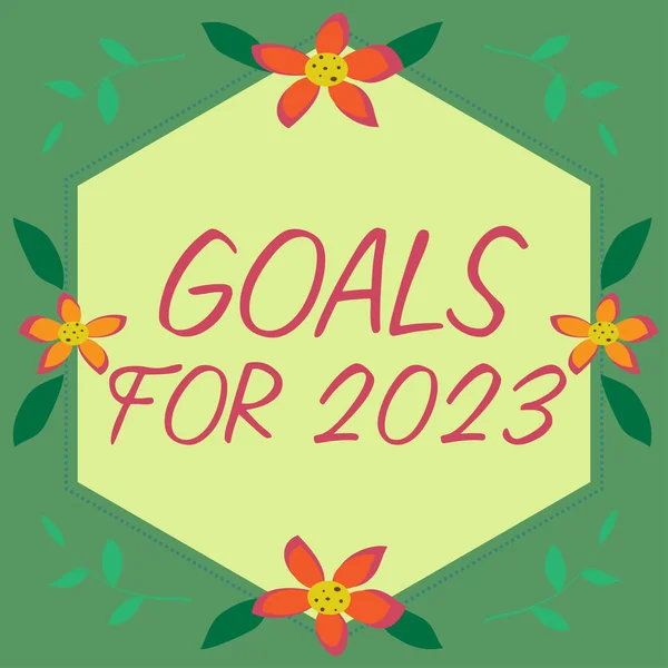 Unterschrift Mit Zielen Für 2023 Konzept Bedeutet Folgendes Sie 2023 — Stockfoto