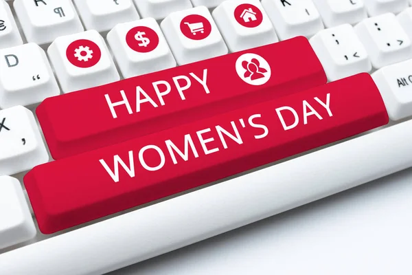 Señal Escritura Mano Feliz Día Mujer Concepto Negocio Para Conmemorar — Foto de Stock