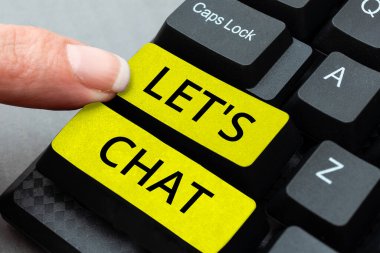 LETS Chat, iş kavramını gösteren metin yazısı kişiyi seninle gayri resmi konuşmaya davet ediyor.