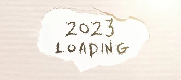 Tekst Pisma Ręcznego 2023 Załadunek Przegląd Działalności Reklama Nadchodzący Rok — Zdjęcie stockowe