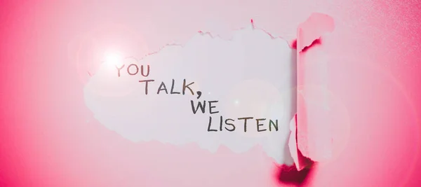 Text Zobrazující Inspiraci Mluvíte Posloucháme Internet Koncept Dvoucestná Komunikace Motivační — Stock fotografie