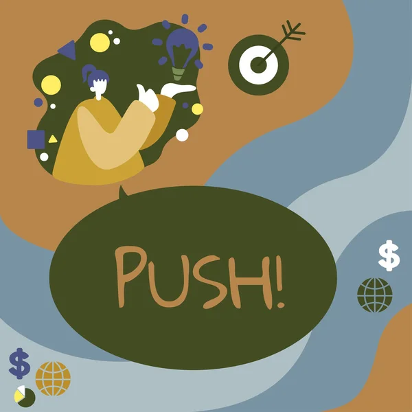 Inspiratie Toont Teken Push Business Idee Vooruit Gaan Met Behulp — Stockfoto