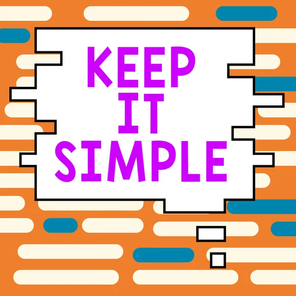 Titulek Textu Prezentující Keep Simple Word Easy Toss Pochopitelná Obecná — Stock fotografie