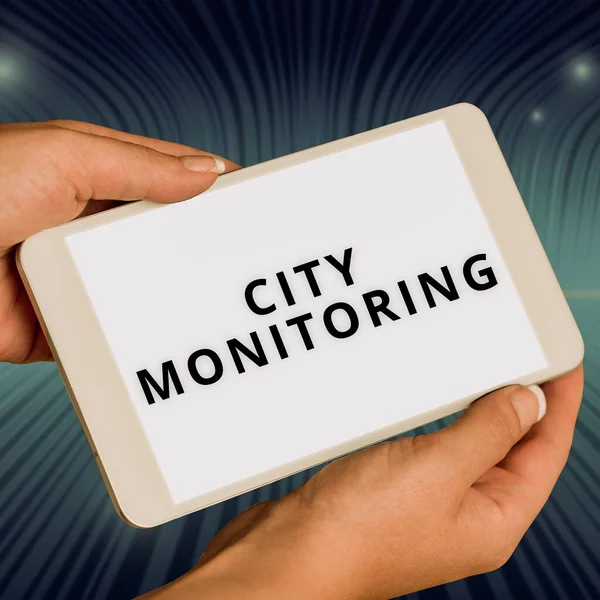 Tekst Inspirujący Monitorowanie Miasta Przegląd Biznesuprojekt Pilotażowy Dotyczący Analizy Wskaźników — Zdjęcie stockowe