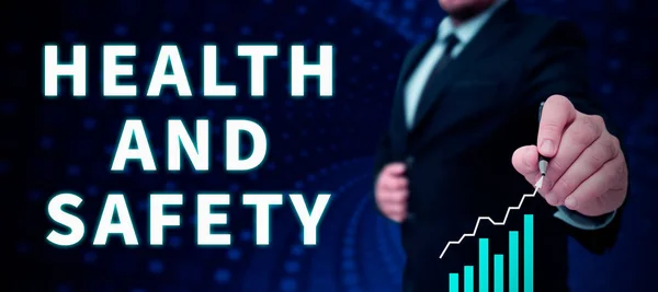 Señal Que Muestra Salud Seguridad Palabra Escrita Tomar Las Medidas — Foto de Stock
