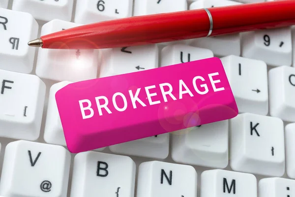 Szöveg Felirat Bemutató Brokerage Business Showcase Szolgál Megbízható Ügynök Vagy — Stock Fotó