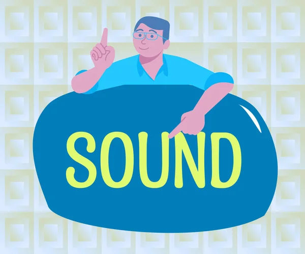 音を示す文字記号 空気中を移動する振動の言葉は耳に届くときに聞くことができる — ストック写真