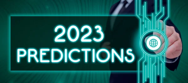 Konceptvisning 2023 Förutsägelser Word Skrivet Listan Över Saker Känner Att — Stockfoto