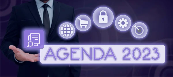 Agenda 2023 텍스트 일들의 — 스톡 사진