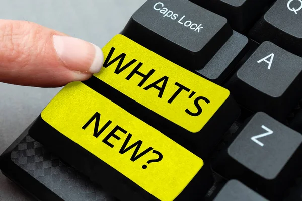 Teksten Weergeven Whats New Concept Betekent Vragen Nieuwste Updates Trends — Stockfoto
