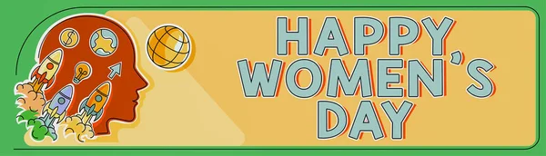 Text Sign Showing Happy Womens Day Internet Concept Commemorate Essence — Stock Photo, Image